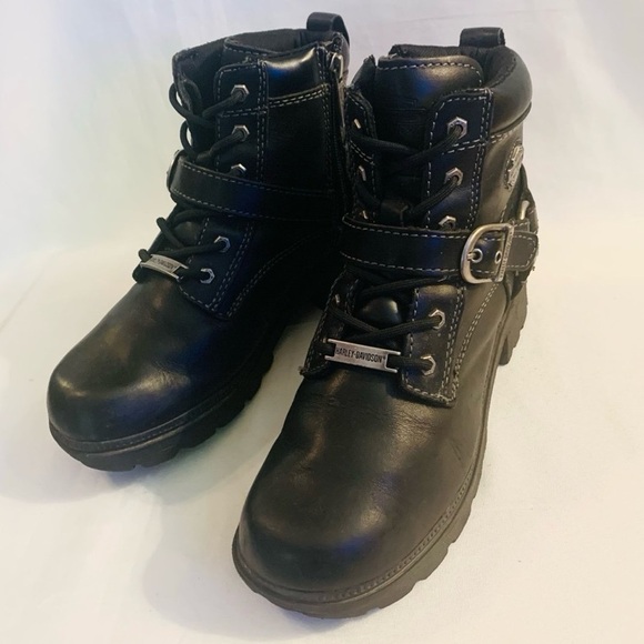 Harley-Davidson Tegan Heeled Leather Lace Up Boots - Picture 5 of 12